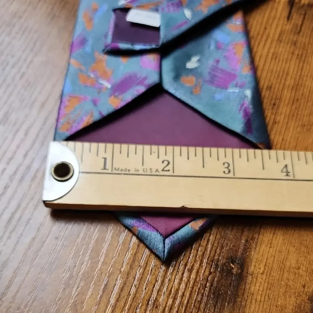 PIERRE CARDIN | Abstract Silk‎ Necktie Teal Purple Vintage 90s Art Tie | 57
